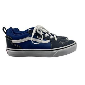 Vans Youth 5 Skateboarding Shoes Navy Blue Leather Lace Up Low Top Skate Sneaker